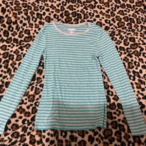 Teal striped long sleeve shirt